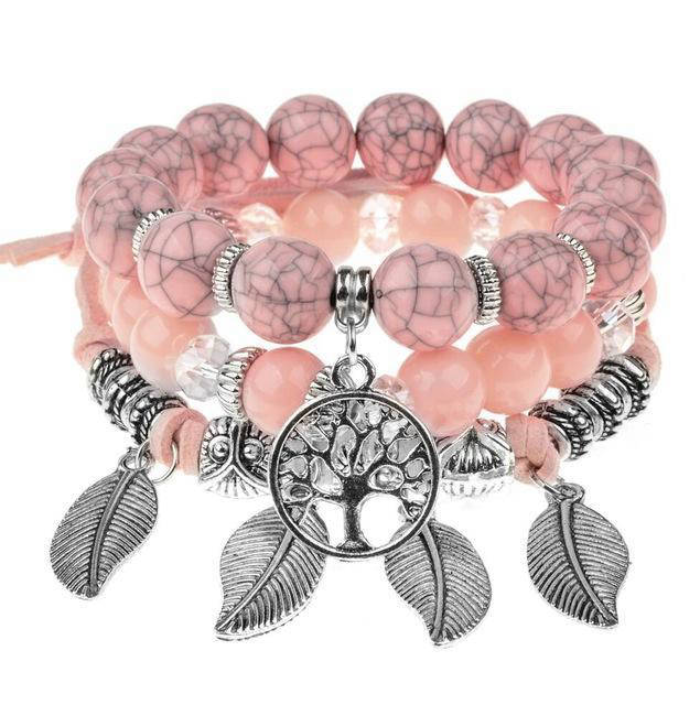Bracelet Arbre de Vie Ethnique Rose