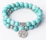 photo d'un bracelet double en pierre de turquoise avec un arbre de vie