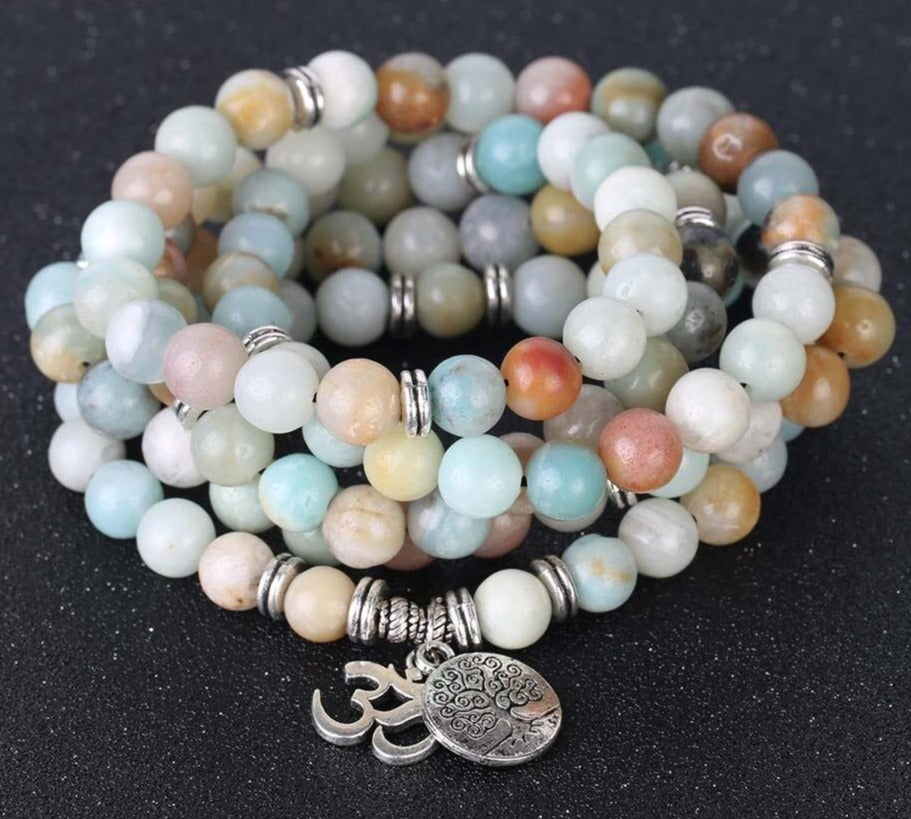 mala de 108 perles en amazonite