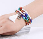 bracelet tibétain mala de 108 perles au poignet
