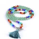magnifique bracelet mala tibétain en aventurine verte de 108 perles