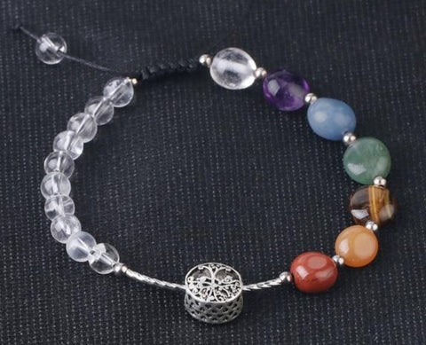 bracelet en cristal de roche 7 chakras