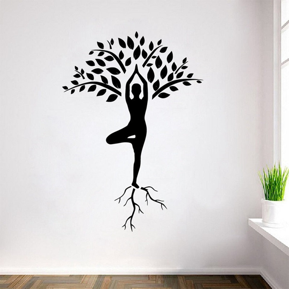 stickers arbre de vie yoga posture de l'arbre