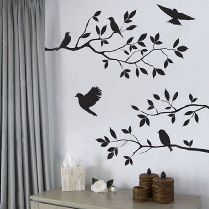 Stickers Arbre de Vie avec Oiseaux à côté d'un rideau