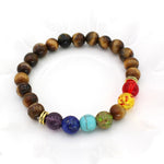 Bracelet 7 Chakras de guérison en Oeil de Tigre