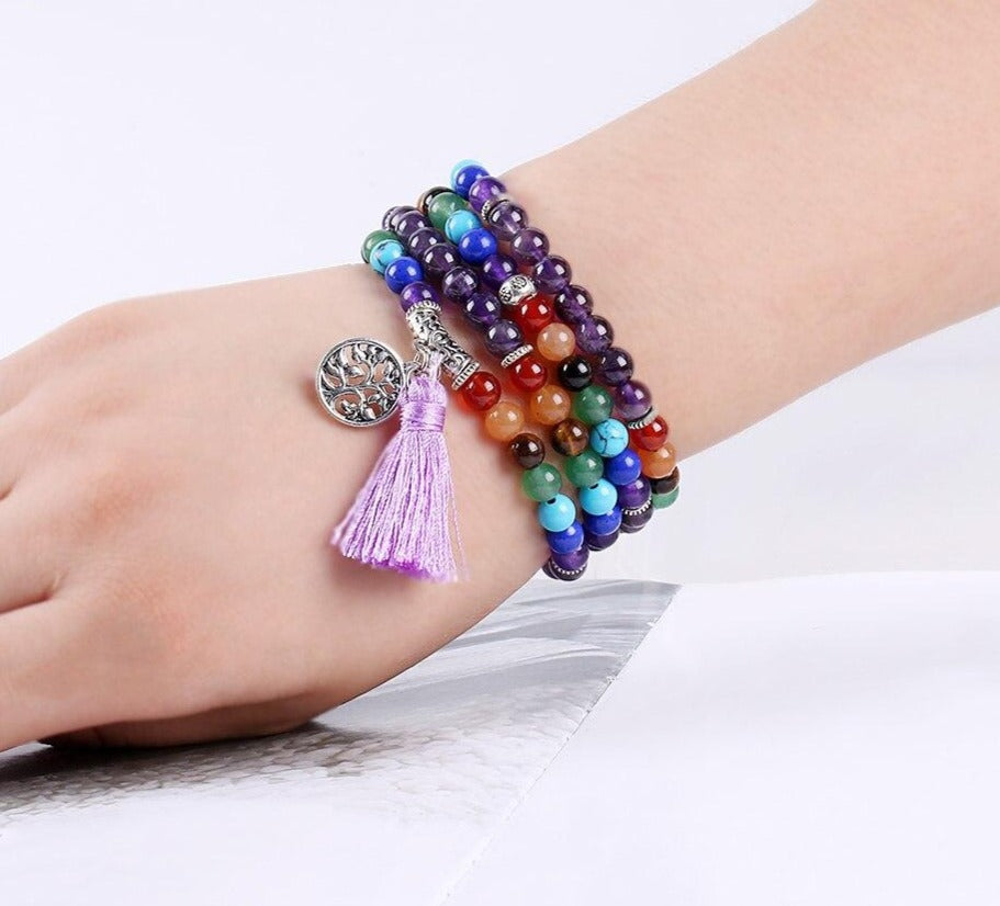 Bijoux Mala 108 Perles au poignet
