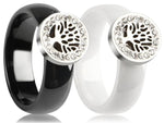 bague blanche en céramique, ornée en argent