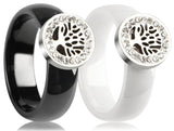 bague blanche en céramique, ornée en argent